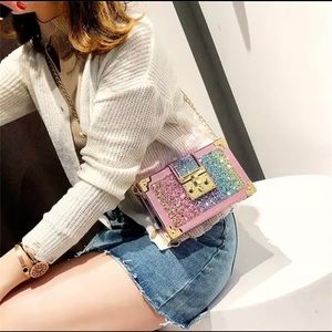 Crossbody Rainbow Chrome Wallet.